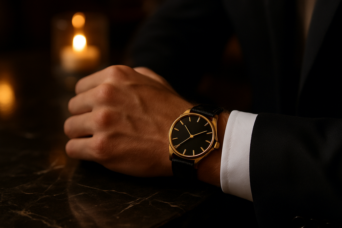 black and gold watch mens