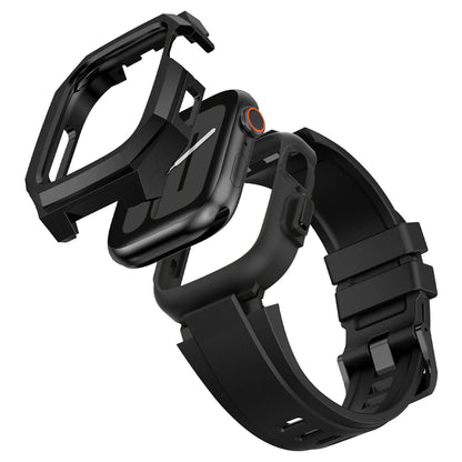 Caja de acero inoxidable con correa de caucho para Apple Watch