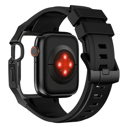 Caja de acero inoxidable con correa de caucho para Apple Watch
