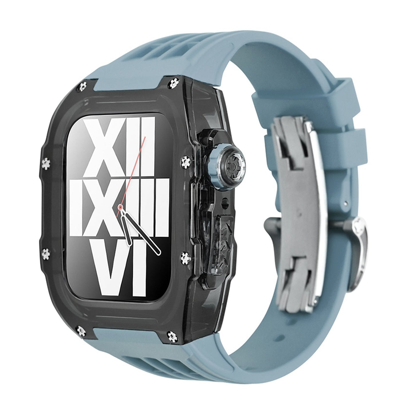 Kit de carcasa protectora para Apple Watch con correa de caucho fluorado – RM V30 Glaciar