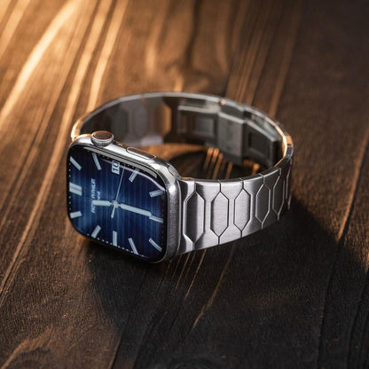 Elegante correa de acero inoxidable para Apple Watch – Lujo discreto y estilo