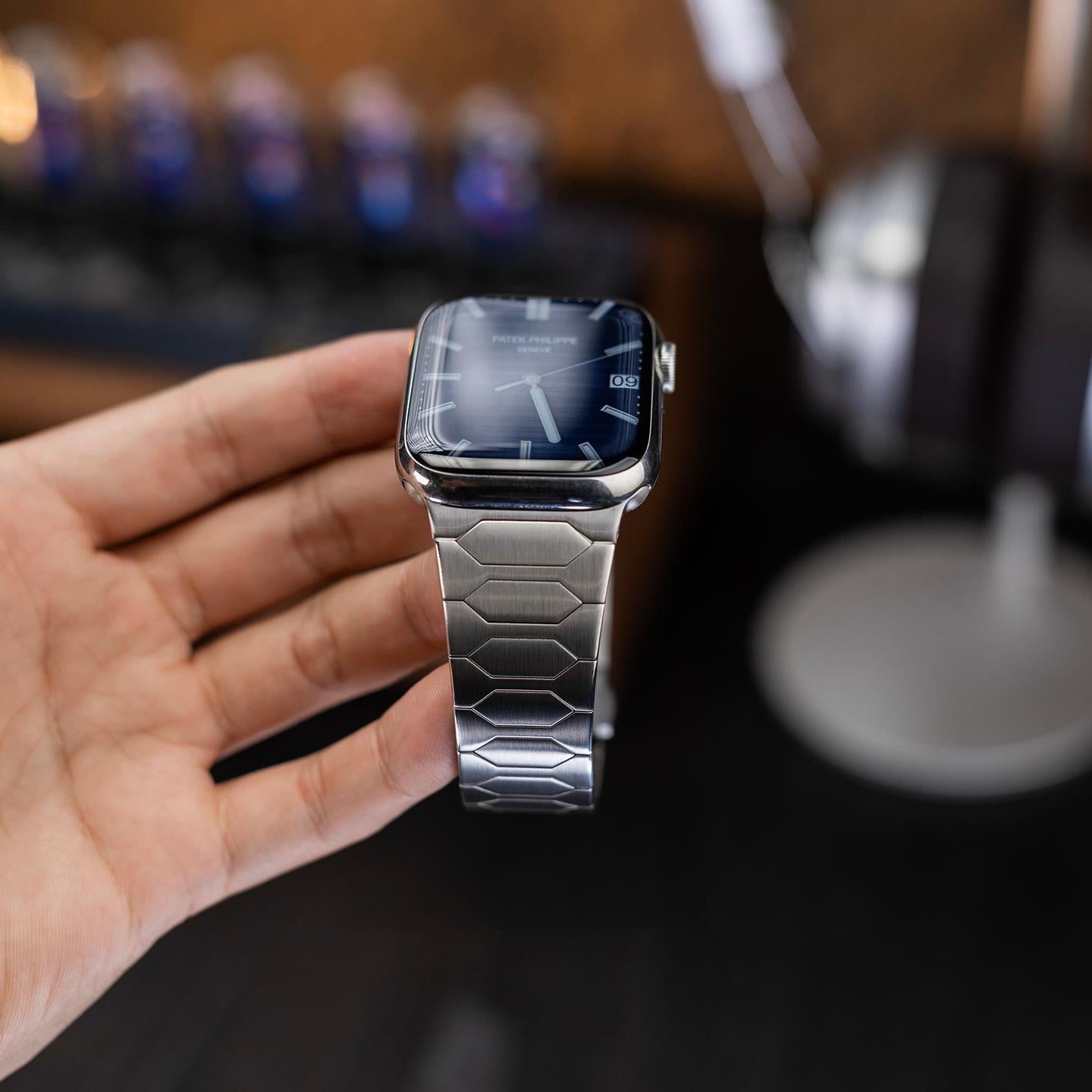 Elegante correa de acero inoxidable para Apple Watch – Lujo discreto y estilo