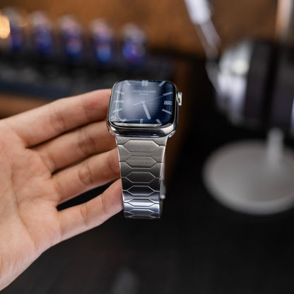 Elegante correa de acero inoxidable para Apple Watch – Lujo discreto y estilo