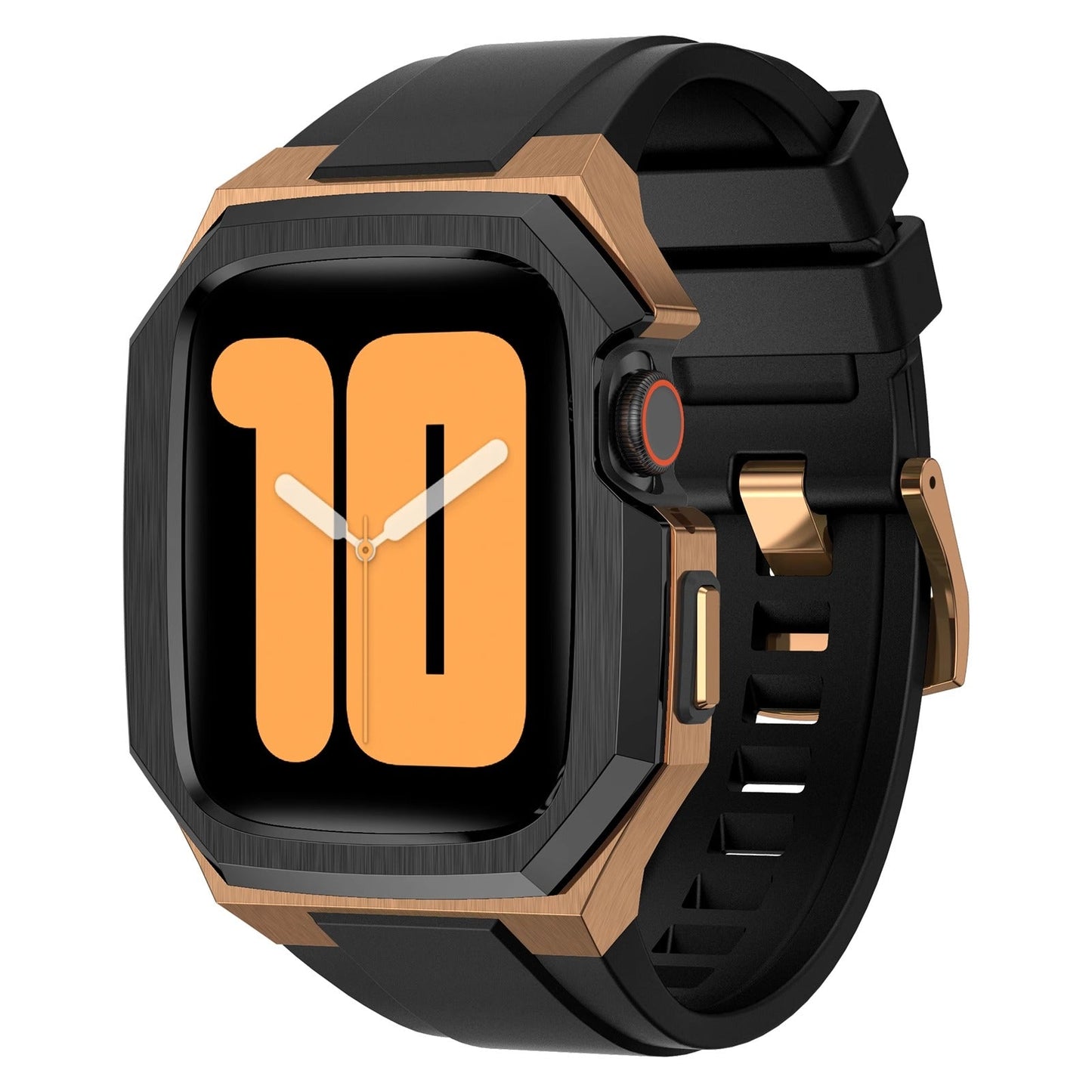 Caja de acero inoxidable con correa de caucho para Apple Watch