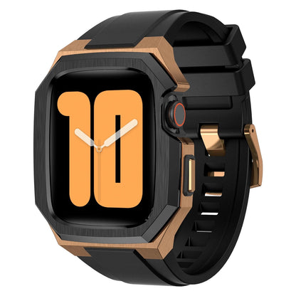 Caja de acero inoxidable con correa de caucho para Apple Watch