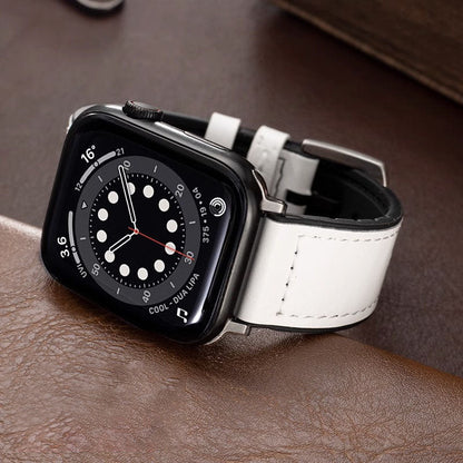Men’s Apple Watch Band with Leather Exterior and Silicone Lining