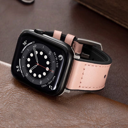 Men’s Apple Watch Band with Leather Exterior and Silicone Lining