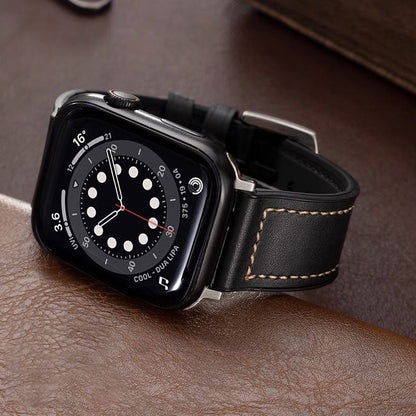 Men’s Apple Watch Band with Leather Exterior and Silicone Lining