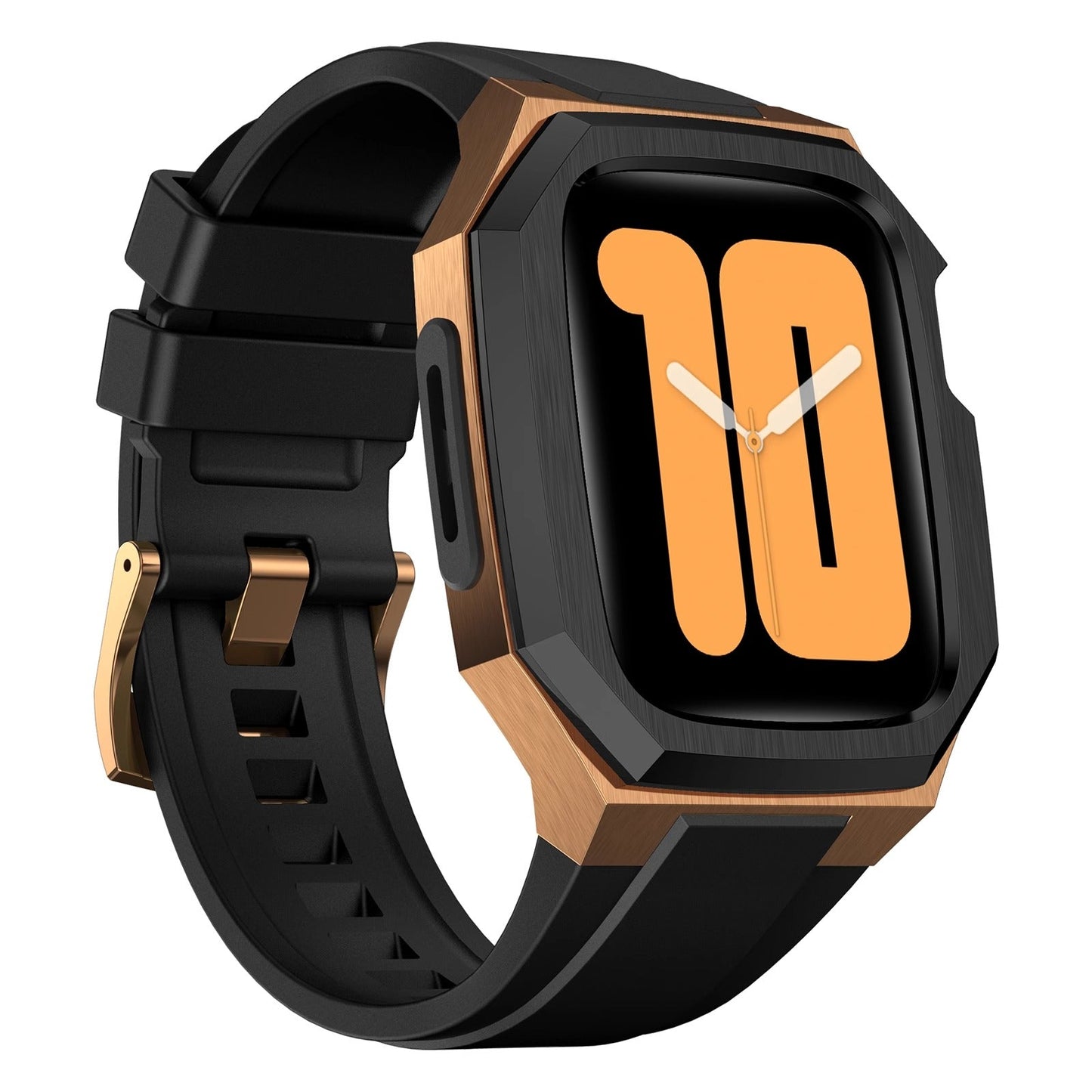Caja de acero inoxidable con correa de caucho para Apple Watch