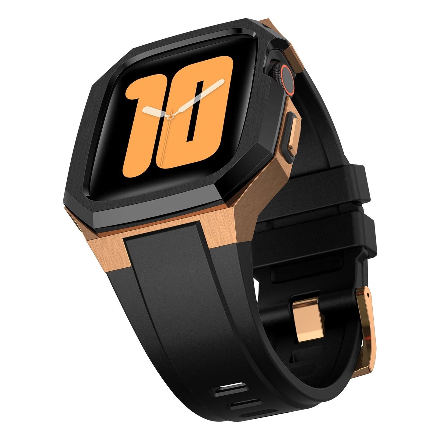 Caja de acero inoxidable con correa de caucho para Apple Watch