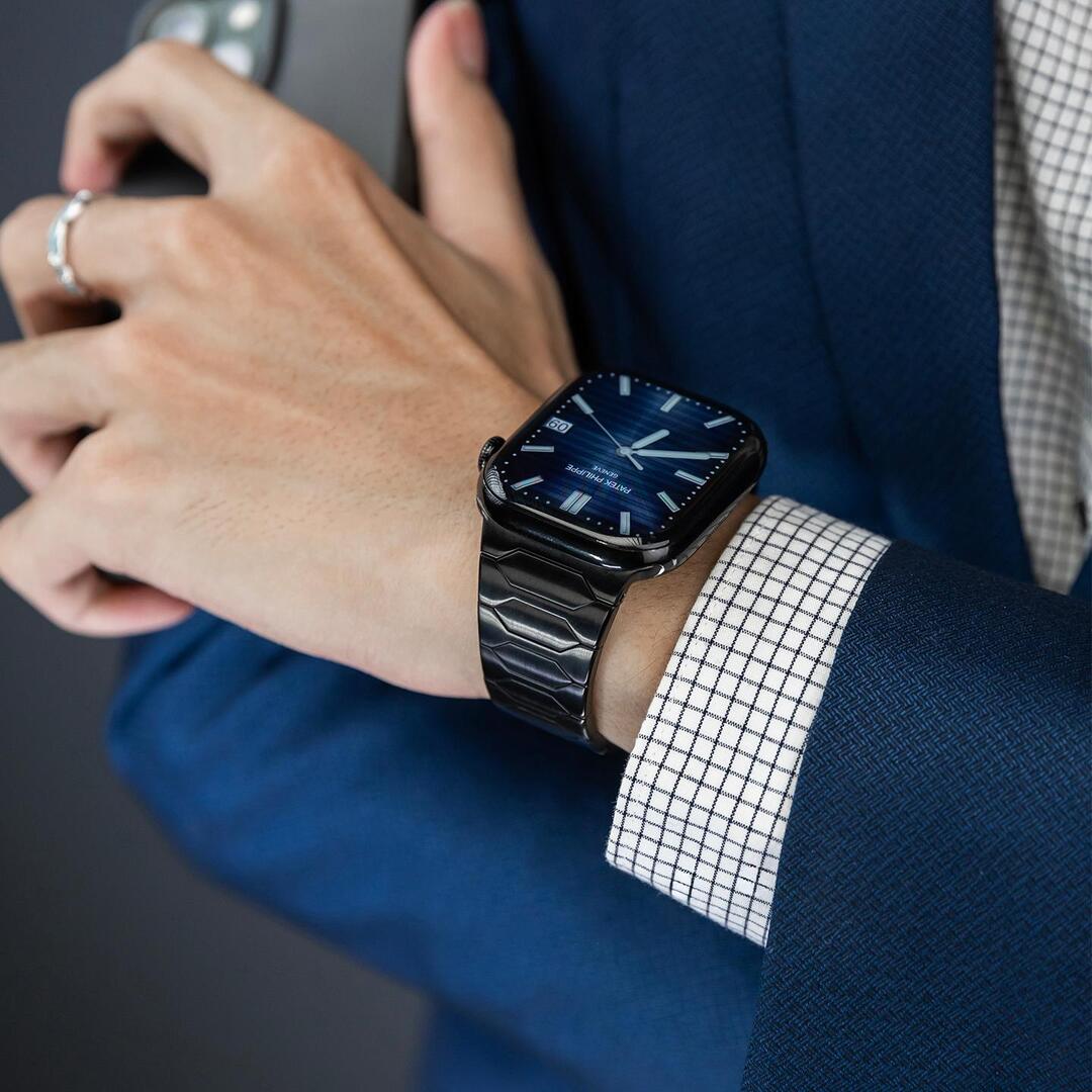 Elegante correa de acero inoxidable para Apple Watch – Lujo discreto y estilo