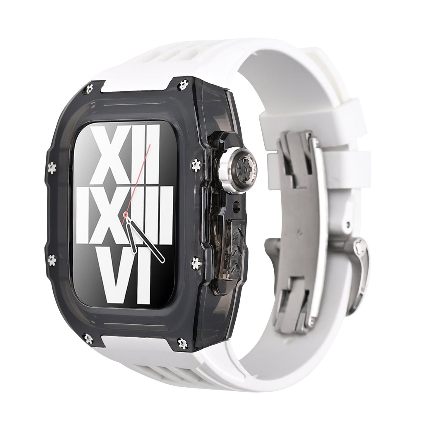 Kit de carcasa protectora para Apple Watch con correa de caucho fluorado – RM V30 Glaciar