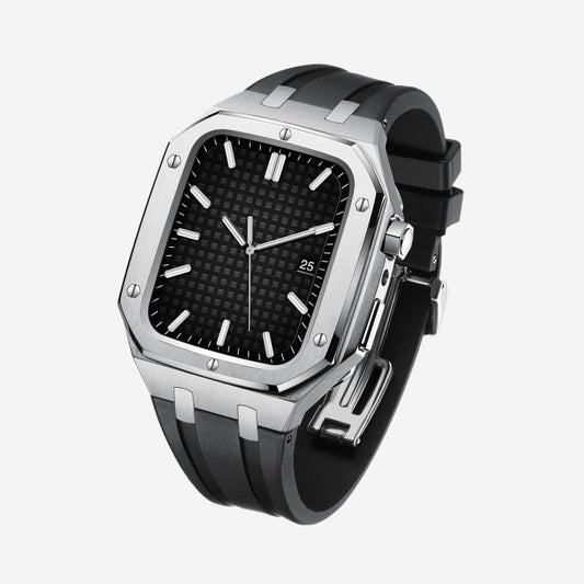 Pulseira de Silicone com Case em Aço Inoxidável para Apple Watch – AP9006
