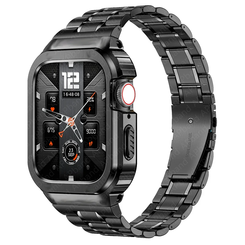 Kit de correa y caja de acero inoxidable para Apple Watch