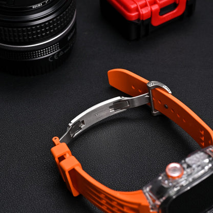 Kit de carcasa protectora para Apple Watch con correa de caucho fluorado – RM V30 Glaciar