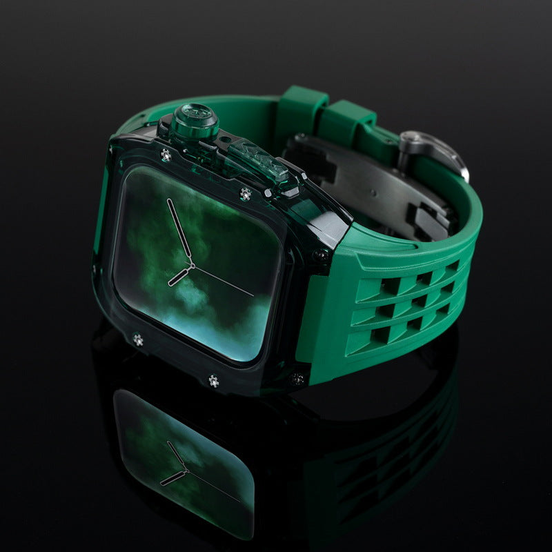 Kit de carcasa protectora para Apple Watch con correa de caucho fluorado – RM V30 Glaciar