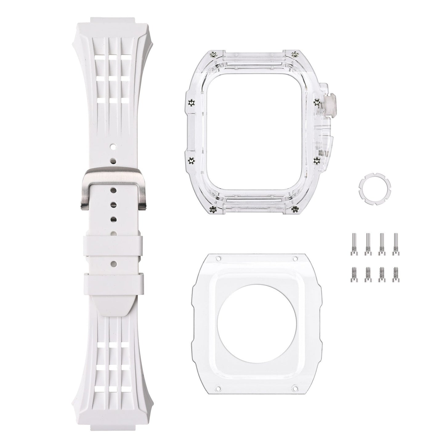 Kit de carcasa protectora para Apple Watch con correa de caucho fluorado – RM V30 Glaciar